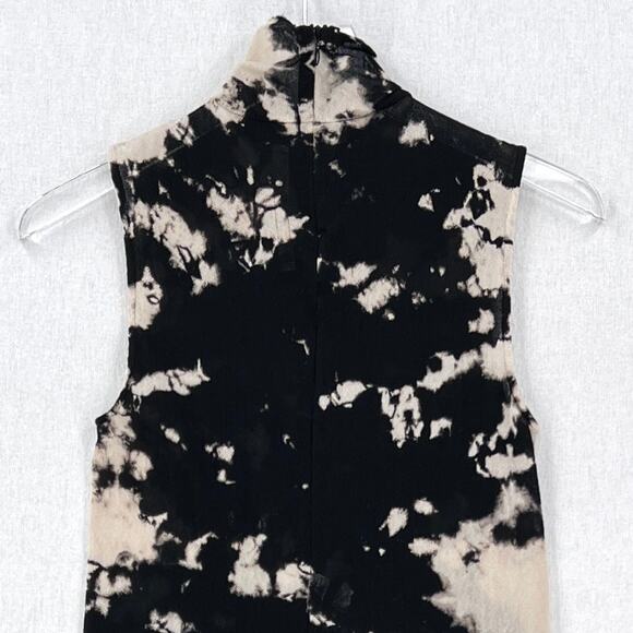 ENZA COSTA Cotton Mesh Sleeveless Turtleneck Top Womens Medium Black Tie Dye NEW - Picture 5 of 11